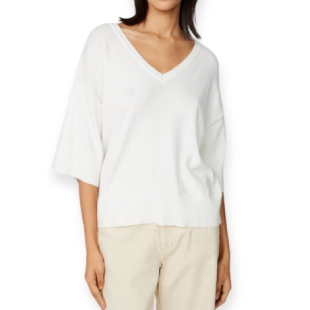 NEW Madellwell V Neck Wide Sleeve Crop Sweater Size XL